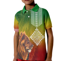 Custom Ethiopia Lion Of Judah Polo Shirt for Kid Ethiopia Flag Gradient - Wonder Print Shop