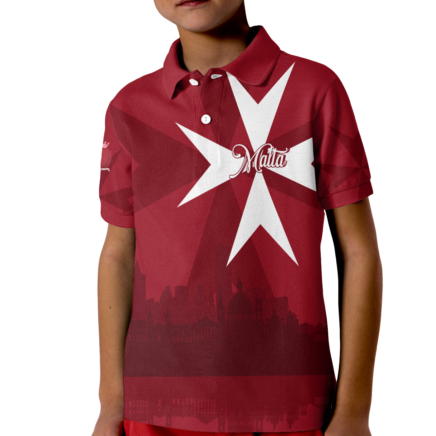 custom-personalised-malta-valletta-skyline-kid-polo-shirt-maltese-cross
