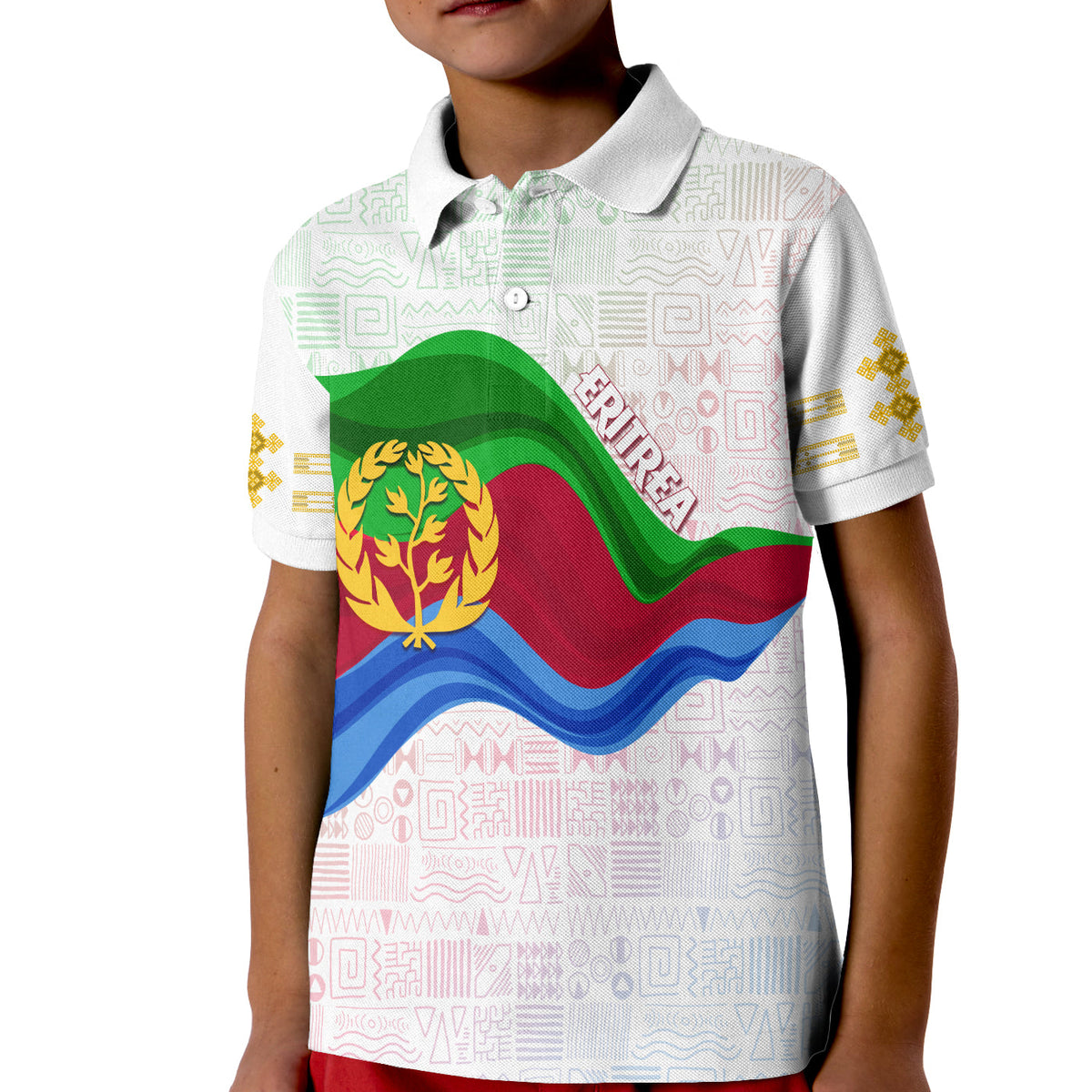 Eritrea Polo Shirt Independence Day Ethnic African Pattern White - Wonder Print Shop