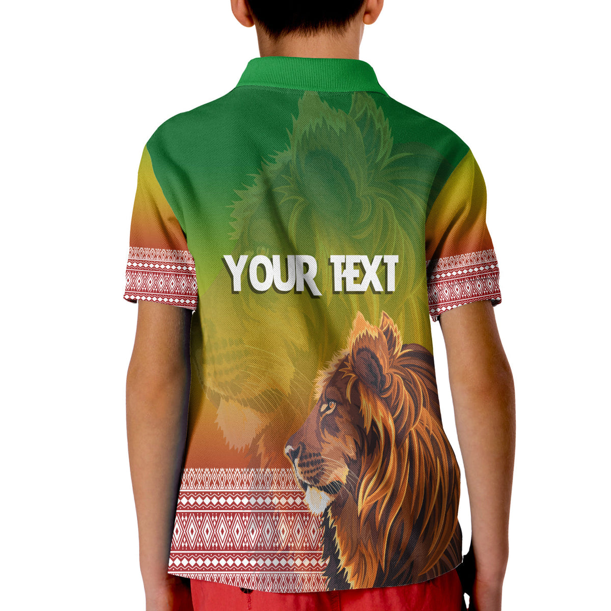 Custom Ethiopia Lion Of Judah Polo Shirt for Kid Ethiopia Flag Gradient - Wonder Print Shop