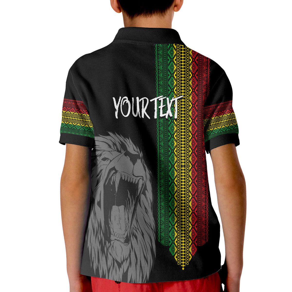 Ethiopia Patriot Day Custom Polo Shirt Roaring Lion - Wonder Print Shop