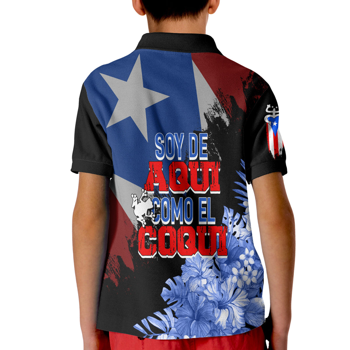Puerto Rico Polo Shirt for Kid Soy De Aqui Como El Coqui - Wonder Print Shop