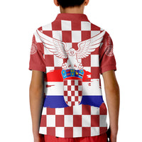 Croatia Checkerboard Polo Shirt for Kid Croatia Flag with Eagle - Wonder Print Shop