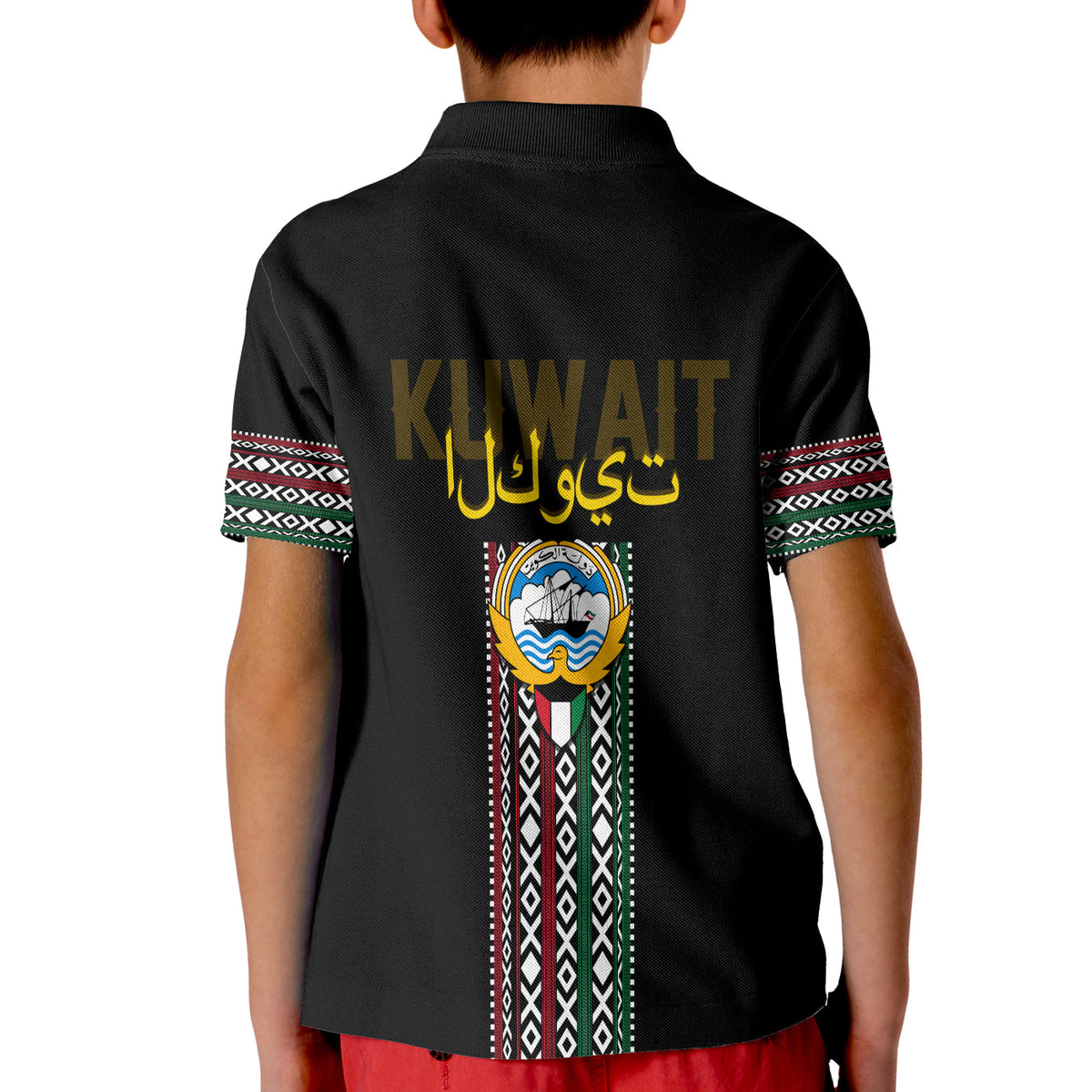 Kuwait Al Sadu Pattern Polo Shirt for Kid Modern Style - Wonder Print Shop