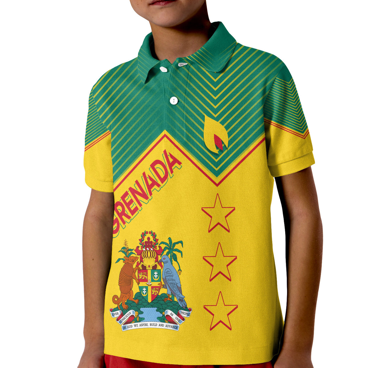 Grenada Polo Shirt Independence Day KID Geometric Style - Wonder Print Shop
