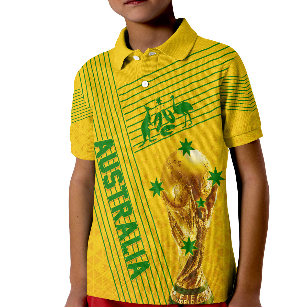 Personalised Australia Soccer WC 2022 Polo Shirt KID Socceroos Sporty Style - Wonder Print Shop