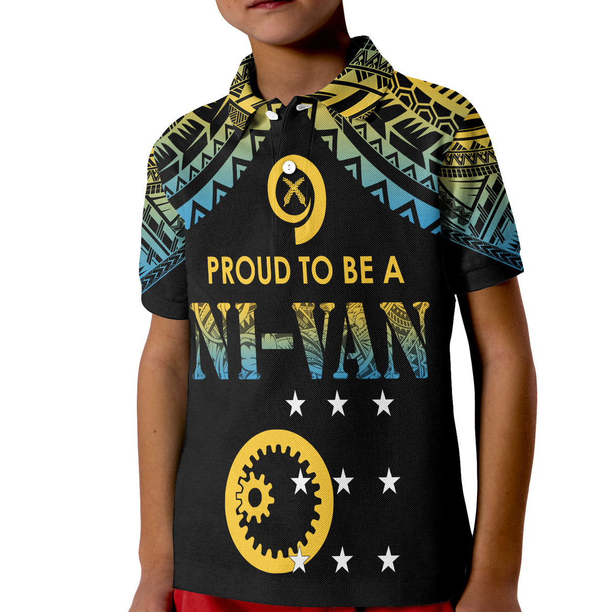 Vanuatu Proud To Be A Ni Van Polynesian Pattern Polo Shirt KID Sanma Province - Wonder Print Shop