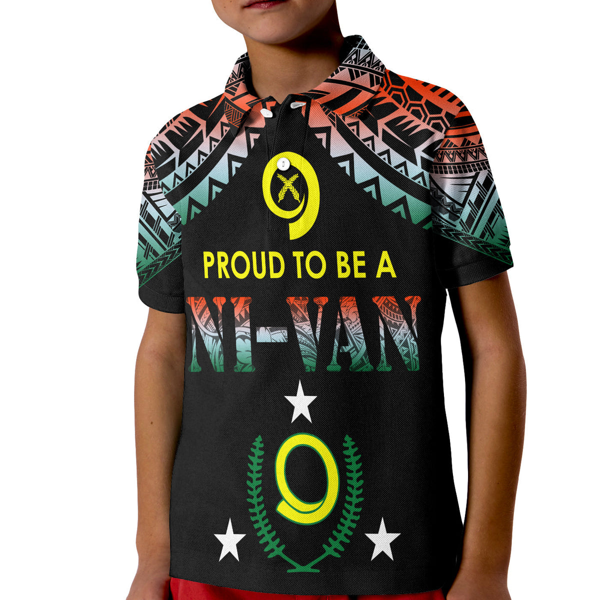 Vanuatu Proud To Be A Ni Van Polynesian Pattern Polo Shirt KID Penama Province - Wonder Print Shop