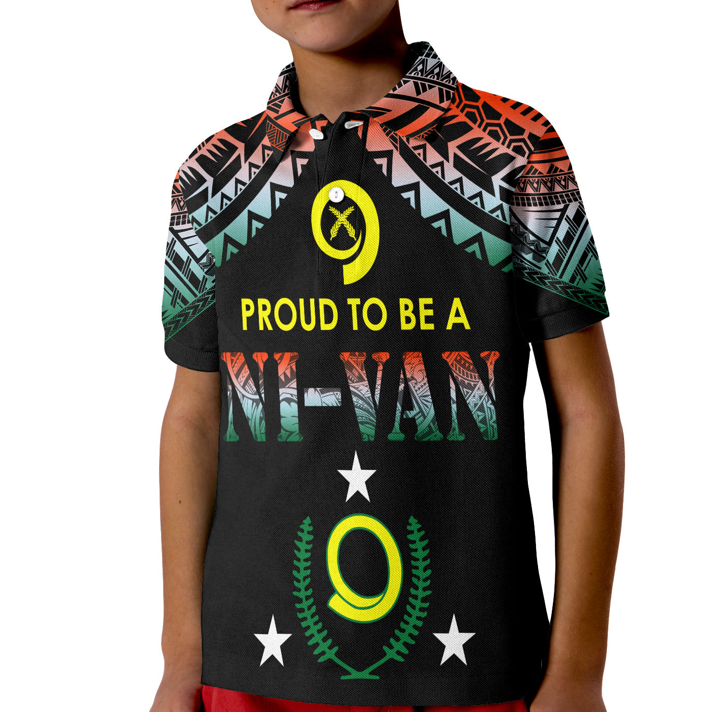 Vanuatu Proud To Be A Ni Van Polynesian Pattern Polo Shirt KID Penama Province - Wonder Print Shop