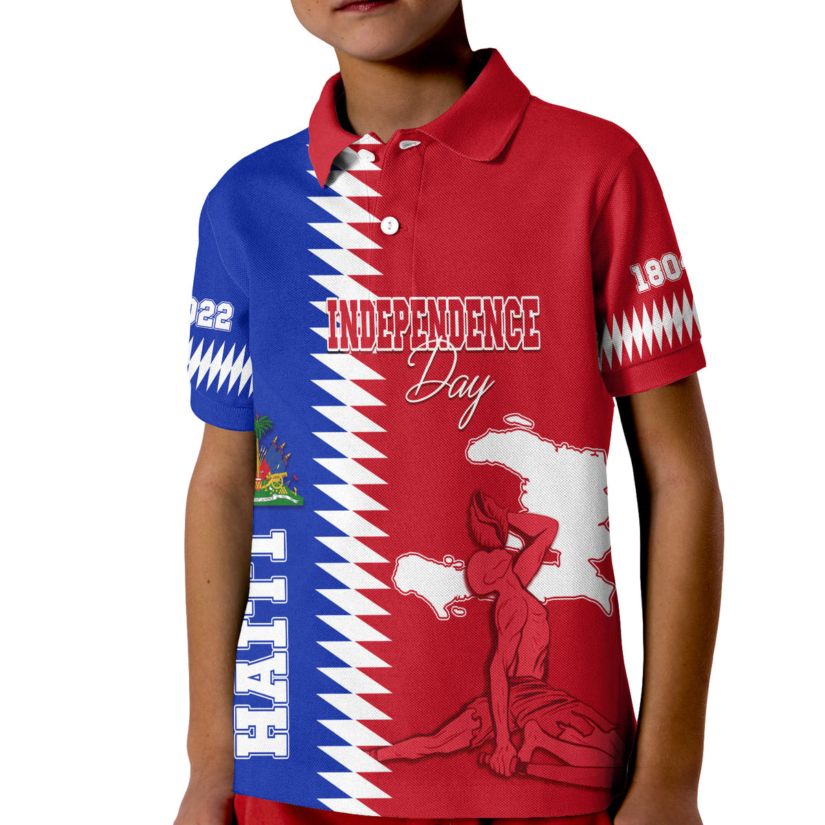 Haiti Polo Shirt Independence Day KID Negre Marron Simple Style - Wonder Print Shop