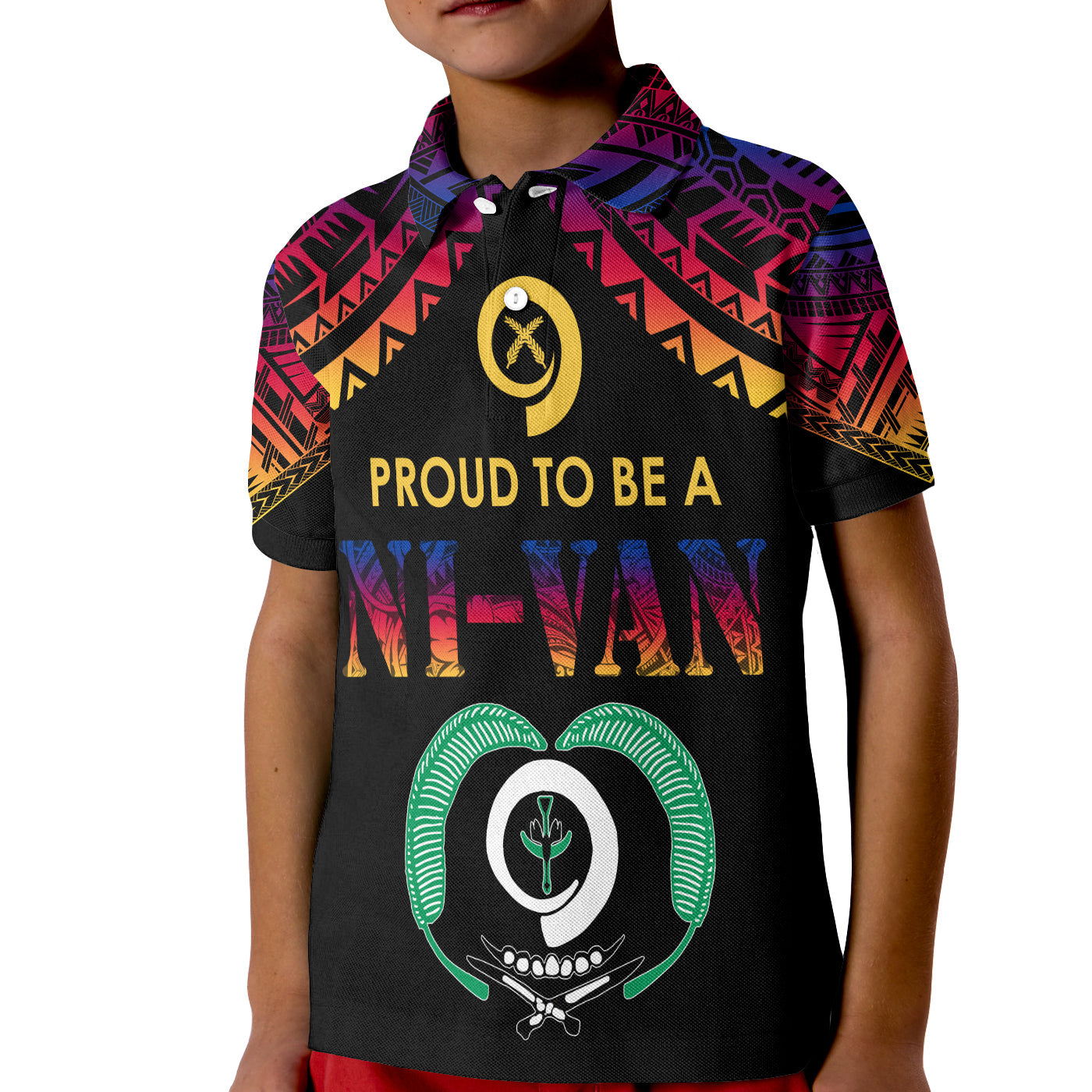 Vanuatu Proud To Be A Ni Van Polynesian Pattern Polo Shirt KID Torba Province - Wonder Print Shop