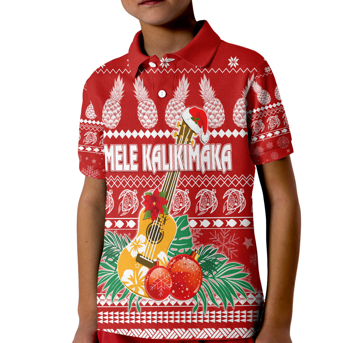 Christmas Hawaii Polo Shirt KID Mele Kalikimaka Ukulele - Wonder Print Shop