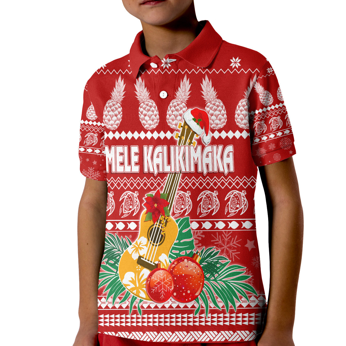 Christmas Hawaii Polo Shirt KID Mele Kalikimaka Ukulele - Wonder Print Shop