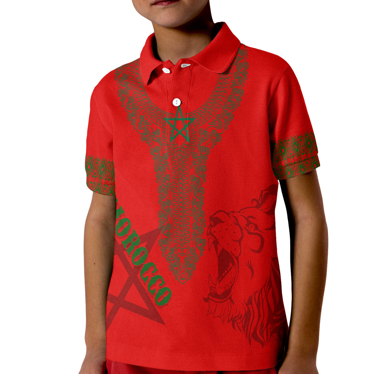 Custom Morocco Soccer Polo Shirt Football 2022 KID Kaftan Style - Wonder Print Shop
