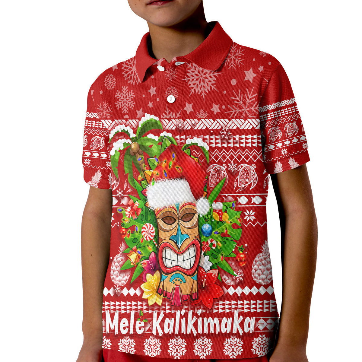 Christmas Hawaii Polo Shirt KID Mele Kalikimaka Tiki - Wonder Print Shop