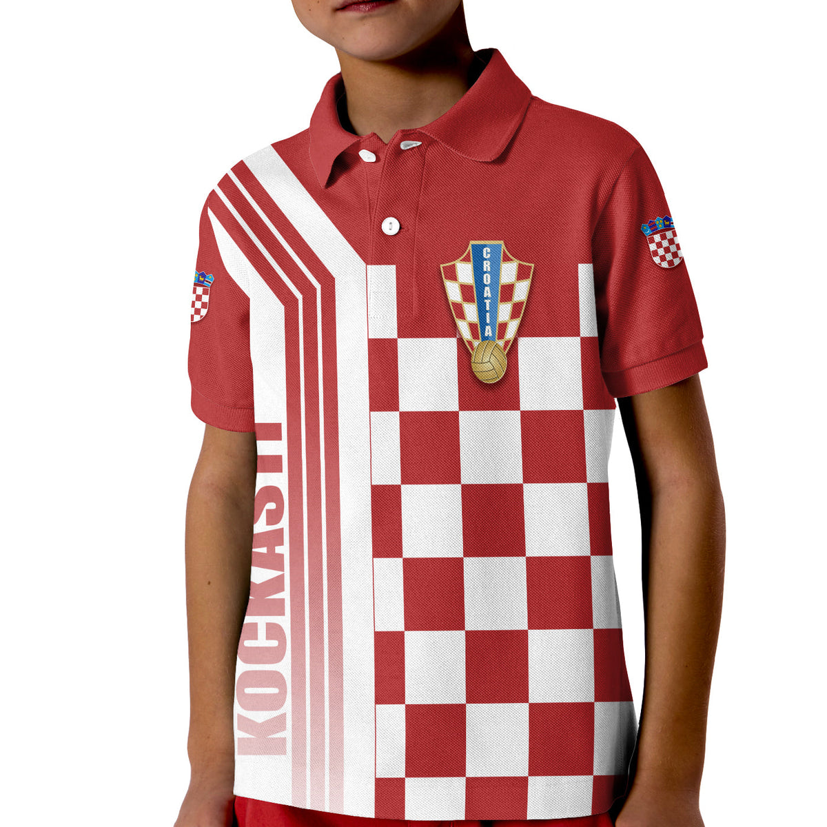 Custom Croatia Polo Shirt Football 2022 KID Kockasti - Wonder Print Shop