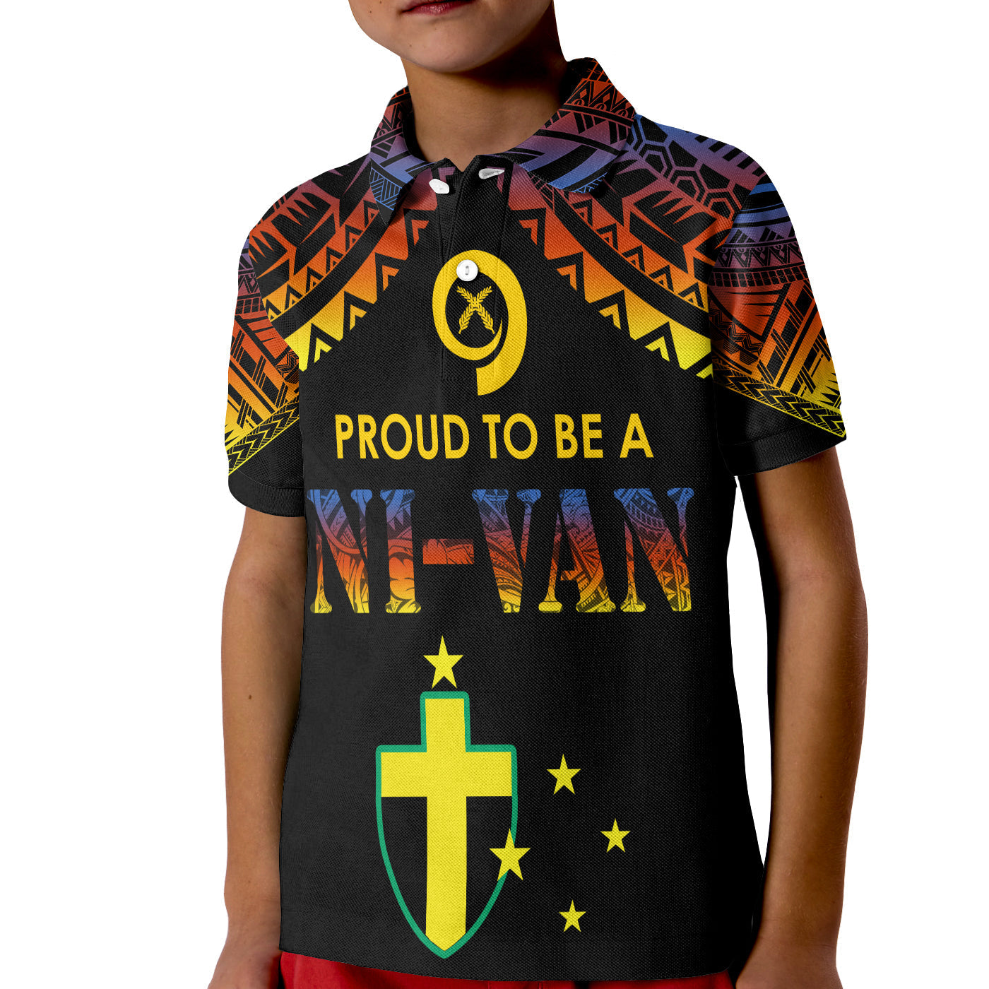 Vanuatu Proud To Be A Ni Van Polynesian Pattern Polo Shirt KID Tafea Province - Wonder Print Shop