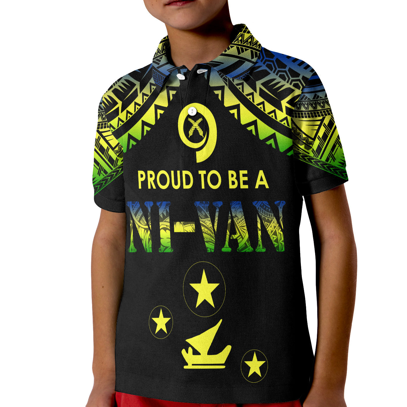 Vanuatu Proud To Be A Ni Van Polynesian Pattern Polo Shirt KID Malampa Province - Wonder Print Shop