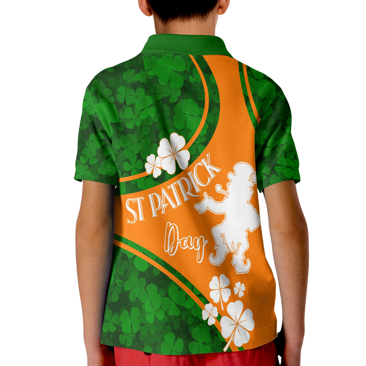 Saint Patrick Day Polo Shirt KID Shamrocks And Shenanigans Irish Flag Style - Wonder Print Shop