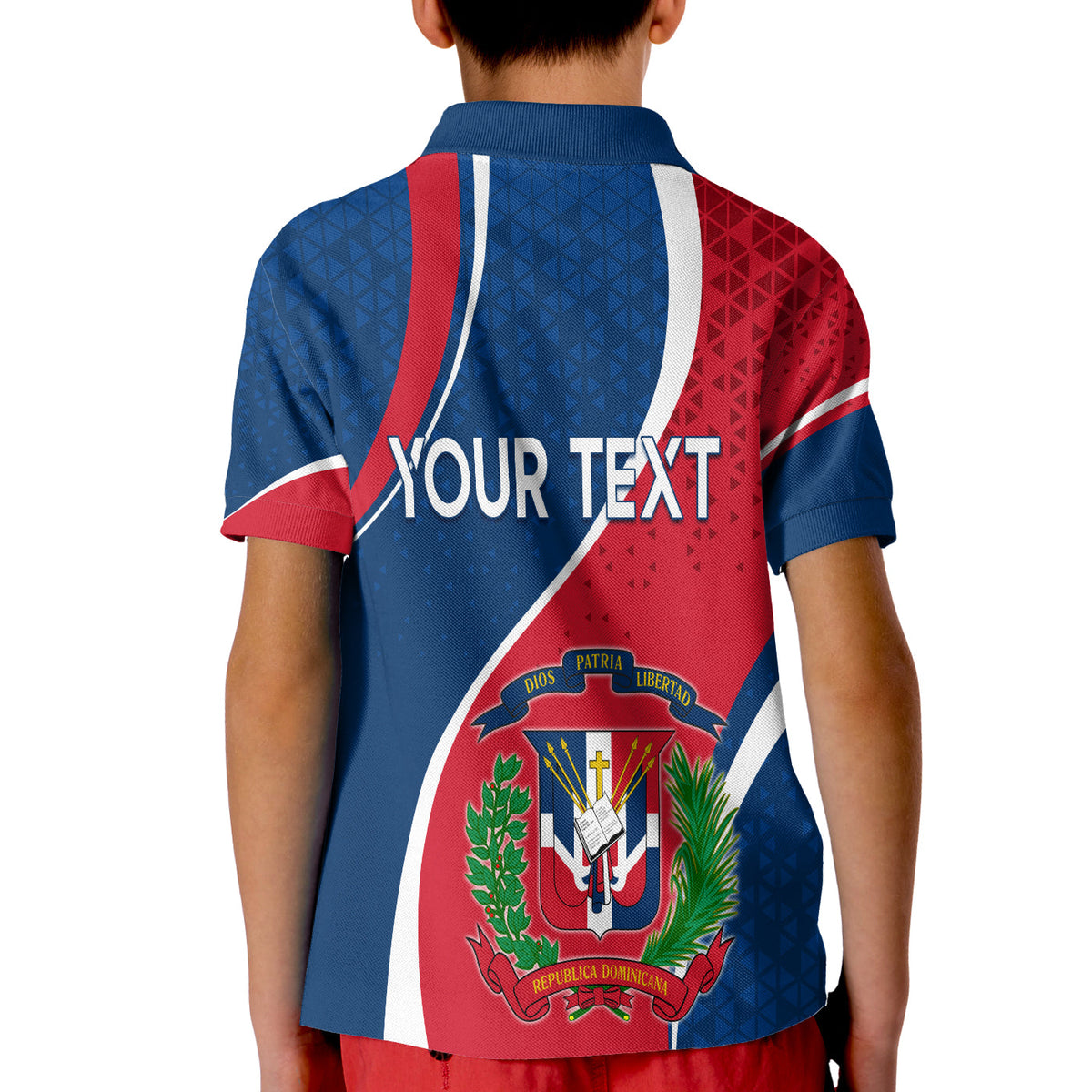 Dominican Republic Polo Shirt KID Independence Day Curve Style - Wonder Print Shop
