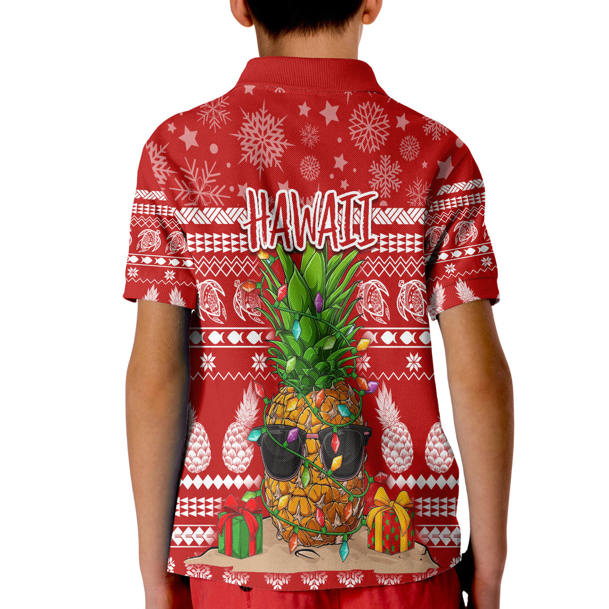 Christmas Hawaii Polo Shirt KID Mele Kalikimaka Pineapple - Wonder Print Shop