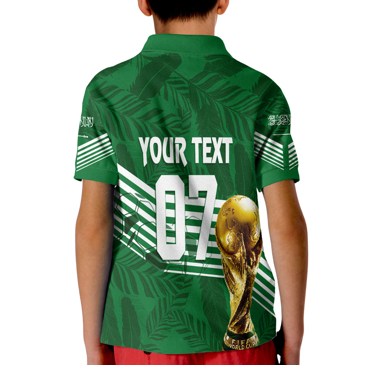 Custom Saudi Arabia Polo Shirt Football 2022 KID Green Falcons - Wonder Print Shop