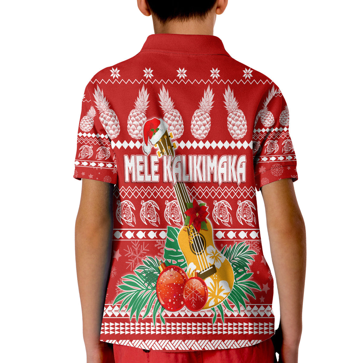 Christmas Hawaii Polo Shirt KID Mele Kalikimaka Ukulele - Wonder Print Shop