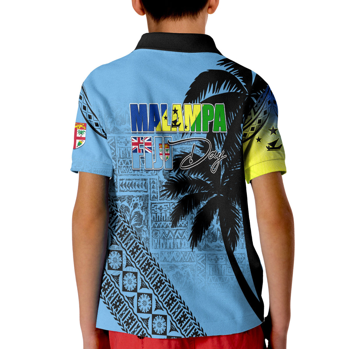 Malampa Fiji Day Polo Shirt KID Flags Mix Style - Wonder Print Shop