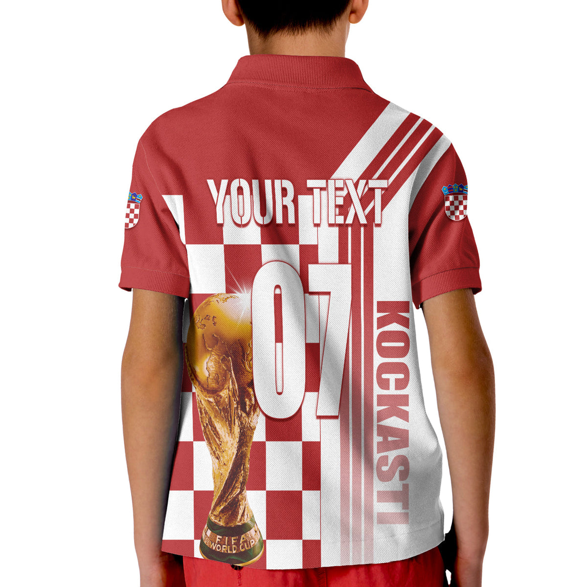 Custom Croatia Polo Shirt Football 2022 KID Kockasti - Wonder Print Shop