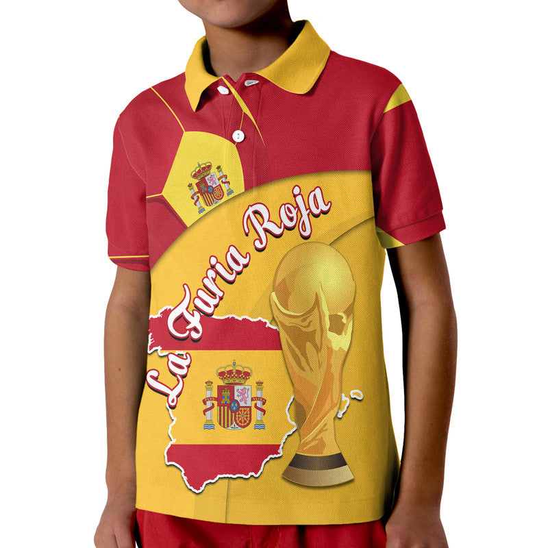 Custom Spain Football Champions Polo Shirt Spain Flag With Soccer Ball - Wonder Print Shop