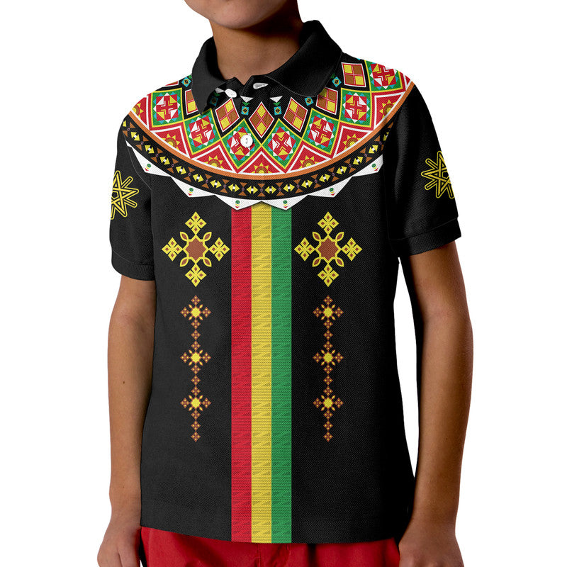 Custom Ethiopia Cross Polo Shirt Geometric Ethnic - Wonder Print Shop