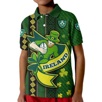 Ireland Celtic Knot Rugby Polo Shirt Irish Gold and Green Pattern - Wonder Print Shop