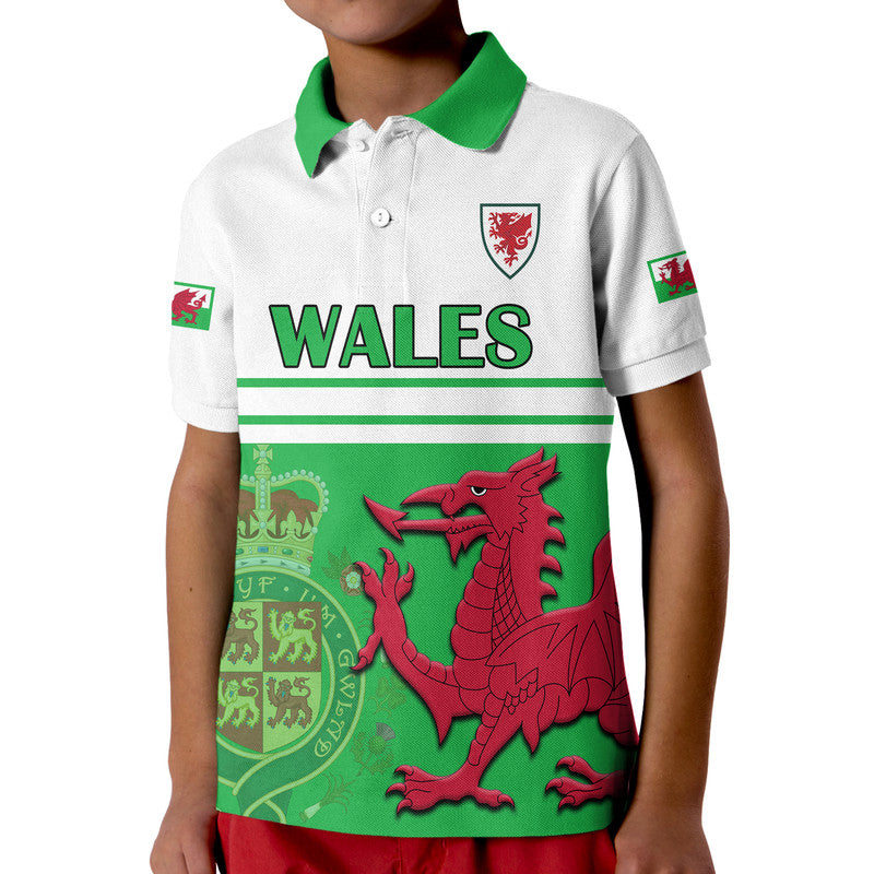 Custom Wales Football Qatar 2022 Polo Shirt Cymru Coat of Arms - Wonder Print Shop