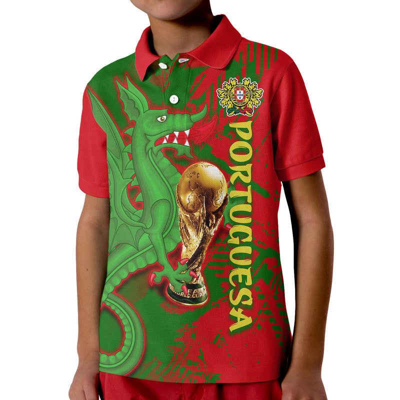 Portugal Football Polo Shirt Dragon of Royal Arms During The Reign of Queen Maria II - Wonder Print Shop