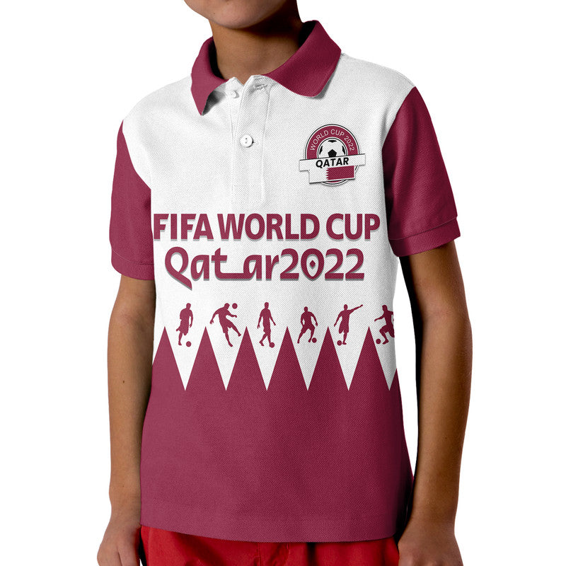 Custom Qatar 2022 Flag Style Polo Shirt The Maroon Football Player - Wonder Print Shop