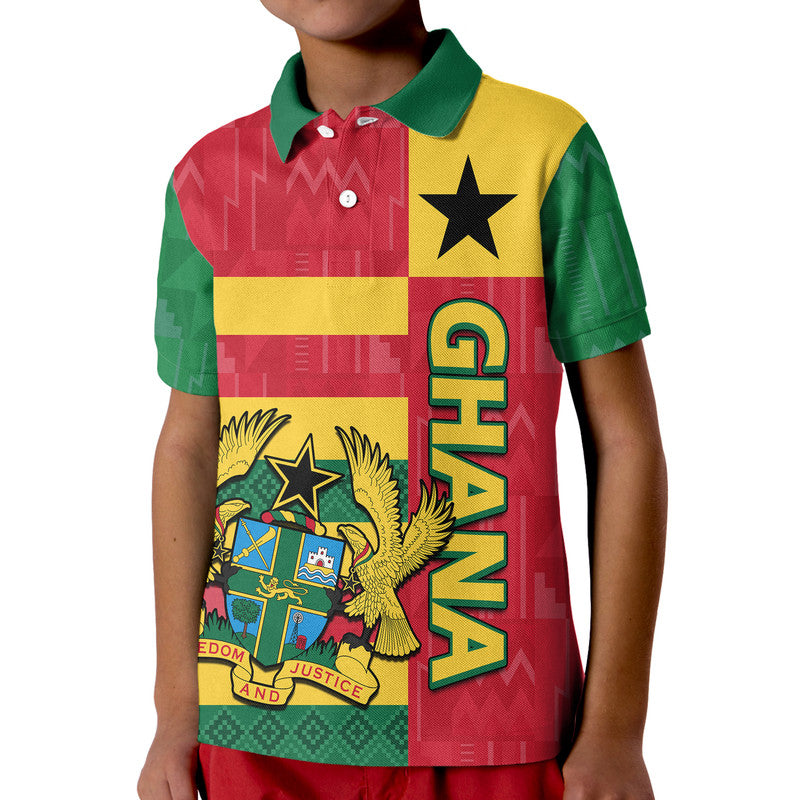 Ghana Football Flag Color Mixed Kente Pattern Polo Shirt - Wonder Print Shop