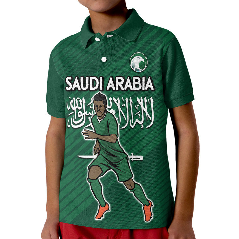 Saudi Arabia Football with Flag Background Polo Shirt - Wonder Print Shop