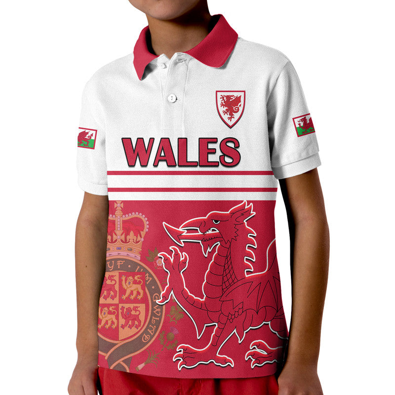 Custom Wales Football Qatar 2022 Cymru Polo Shirt Coat Of Arms Red - Wonder Print Shop