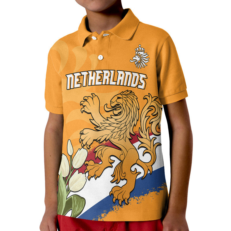 Custom Netherlands Football Flag Mix Tulip Flower Polo Shirt - Wonder Print Shop