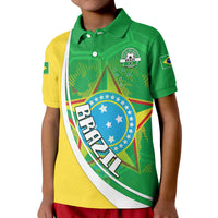 Green Brazil polo shirt with collar buttons, front crest and sleeve flag
