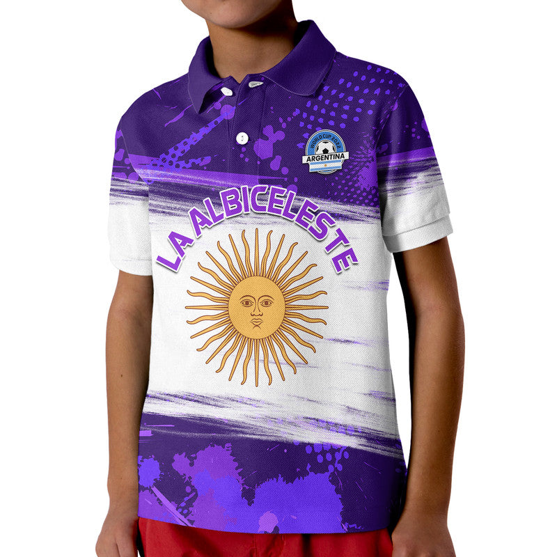 Argentina Sol de Mayo La Albiceleste Flag Style Polo Shirt Purple - Wonder Print Shop