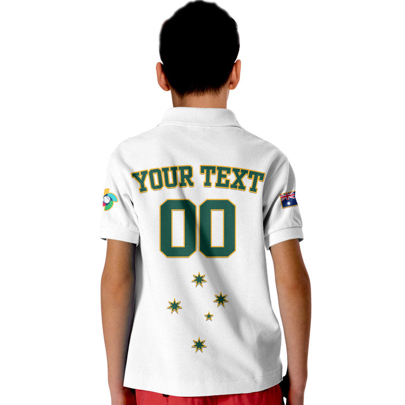 (Custom Text And Number) Baseball 2023 Australia Home Kit Polo Shirt for Kid - Wonder Print Shop
