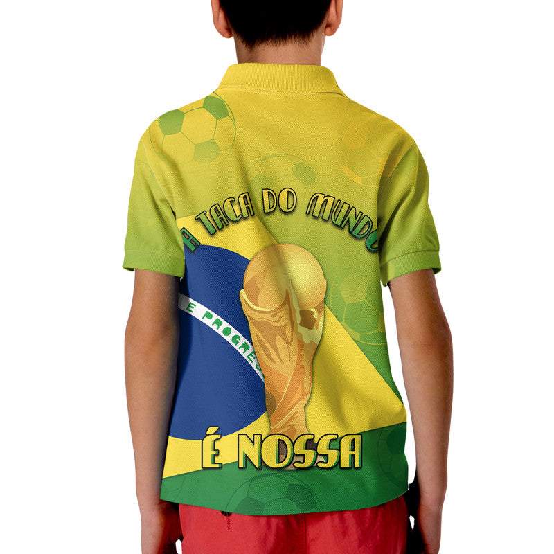 Brasil Football Champions Flag With Soccer Ball Polo Shirt - Wonder Print Shop