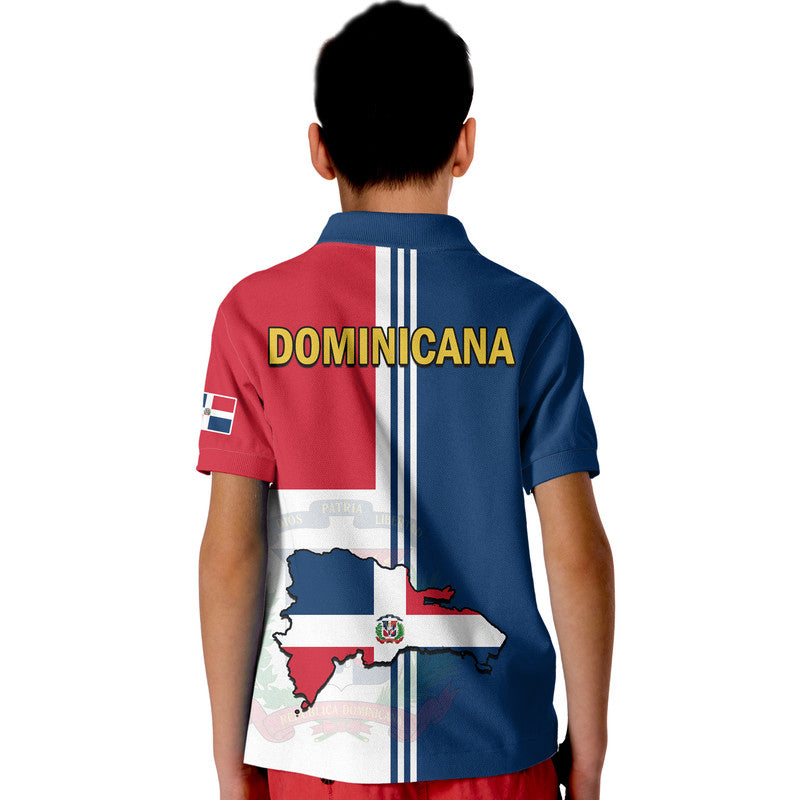 Dominican Republic Polo Shirt for Kid Coat Of Arms And Flag Map - Wonder Print Shop