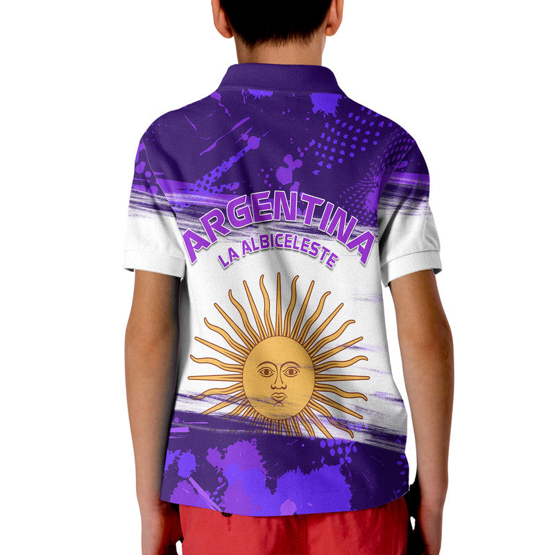 Argentina Sol de Mayo La Albiceleste Flag Style Polo Shirt Purple - Wonder Print Shop