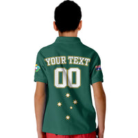 (Custom Text And Number) Baseball 2023 Australia Green Polo Shirt for Kid - Wonder Print Shop