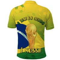 Brasil Football Champions Flag With Soccer Ball Polo Shirt - Wonder Print Shop