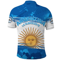 Argentina Sol de Mayo La Albiceleste Flag Style Polo Shirt Blue - Wonder Print Shop