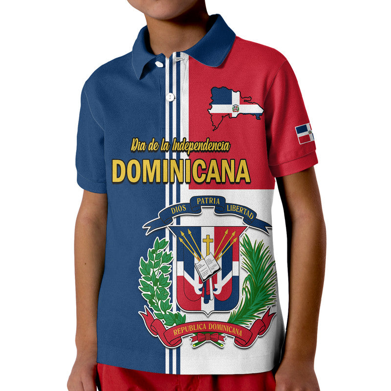 Custom Dominican Republic Polo Shirt Dia de la Independencia Coat Of Arms And Flag Map - Wonder Print Shop