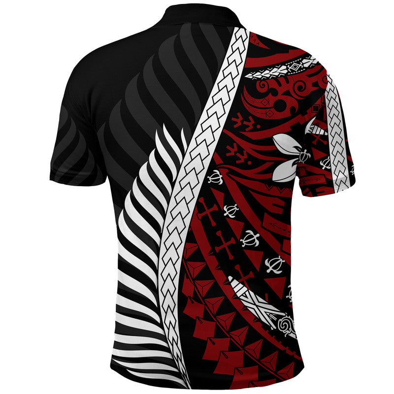 Mate Maa Tonga Mixed Aotearoa Kiwis Rugby Polo Shirt Silver Fern Mixed Polynesian Style - Wonder Print Shop
